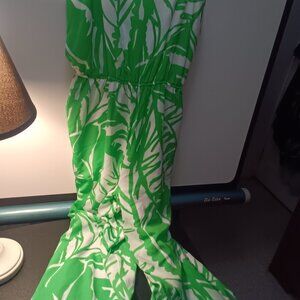 LILLlY PULITZER Jumpsuit Size Large 20Anniversary Collection Green & white Wide